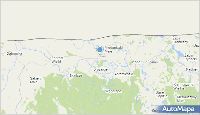 mapa Mieduniszki Wielkie, Mieduniszki Wielkie na mapie Targeo